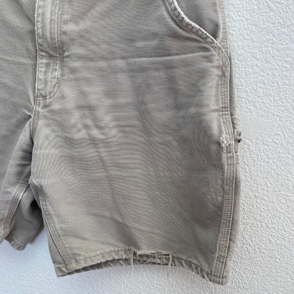 Carhartt Washed Duck Work Shorts Cargo Beige Tan 34 Workwear Distressed Stained - Picture 3 of 7